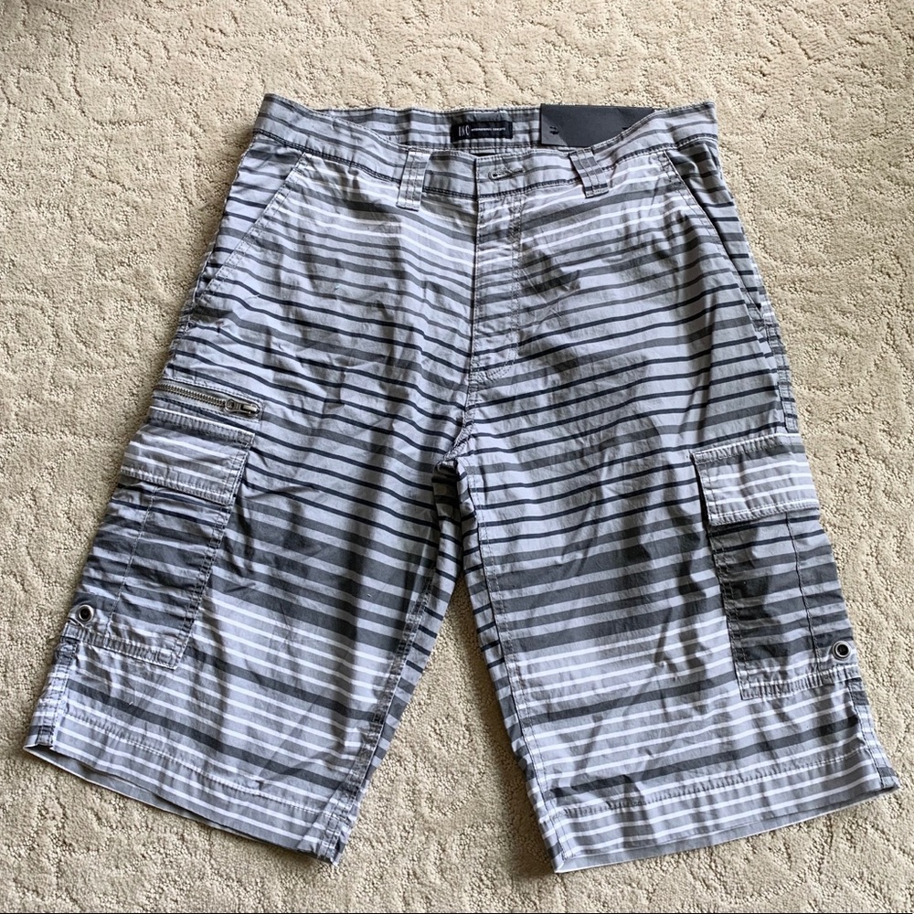 NWT INC men’s gray striped shorts 33 waist swim beach sport